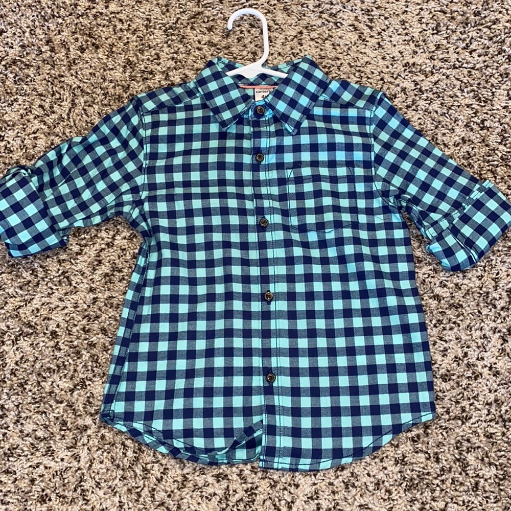 Navy and light blue button up